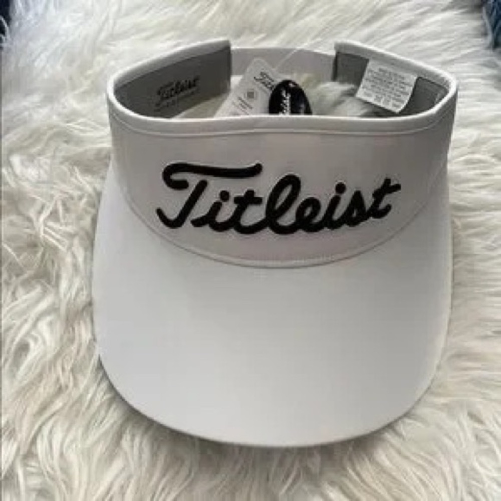 Titleist White Visor with Black Script Logo